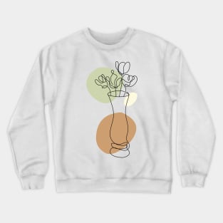 Flower Bouquet Shape Minimalist Line Art Drawing Crewneck Sweatshirt